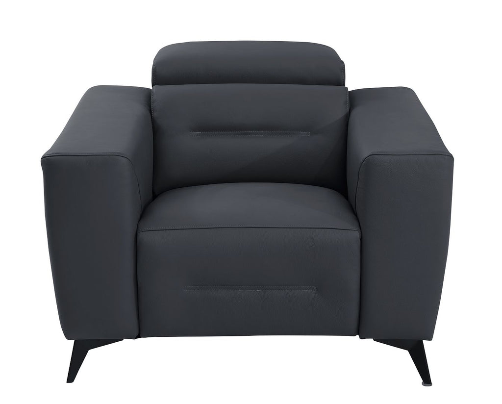 989 Divanitalia Power Reclining 3-Piece Sofa Set with Power Headrest in Top-grain Italian Leather - Dark Grey - SKU 989-DK-GRAY-3PC - view 7