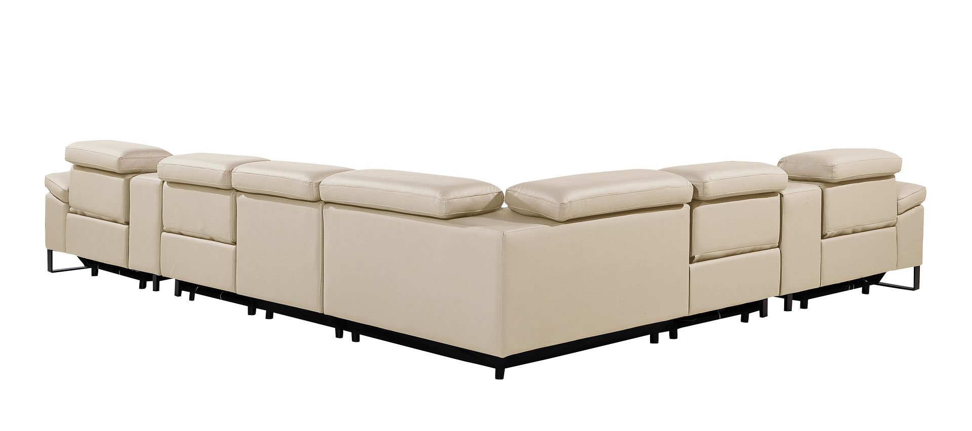1246 Divanitalia 8-Piece U-Shaped Modular Power Reclining Sectional Sofa with 4 Power Recliners and Power Headrests - Top Grain Italian Leather