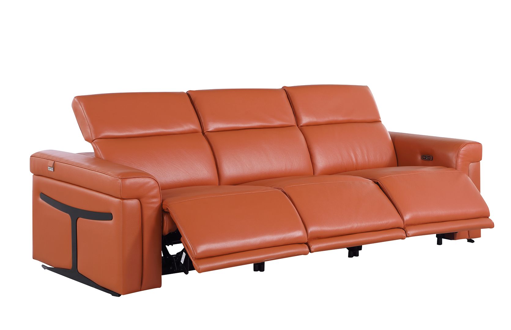 1126 Divanitalia 3-Piece Modular Power Reclining Sofa in Top Grain Italian Leather with 3 Power Recliners & Power Headrests
