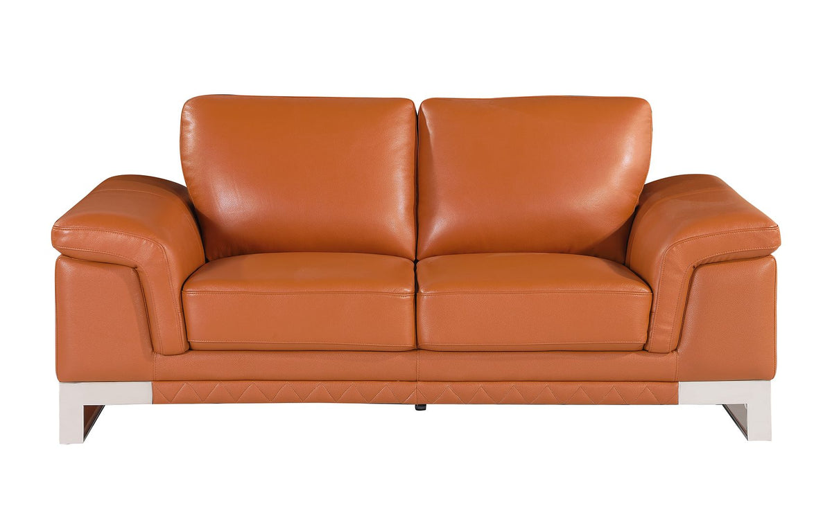 411 Divanitalia Loveseat in Top-grain Italian Leather - Camel - SKU 411-L-CAMEL