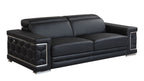 692 Divanitalia 3-Piece Sofa Set with Adjustable Headrest in Top-grain Italian Leather - Black - SKU 692- BLACK 3PC (S/L/CH) - GROUP - view 4