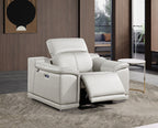 9762 Divanitalia Top Grain Italian Leather Power Reclining Chair with Adjustable Headrests - Light Grey - SKU 9762-PWR-CH-LIGHT GREY - view 2