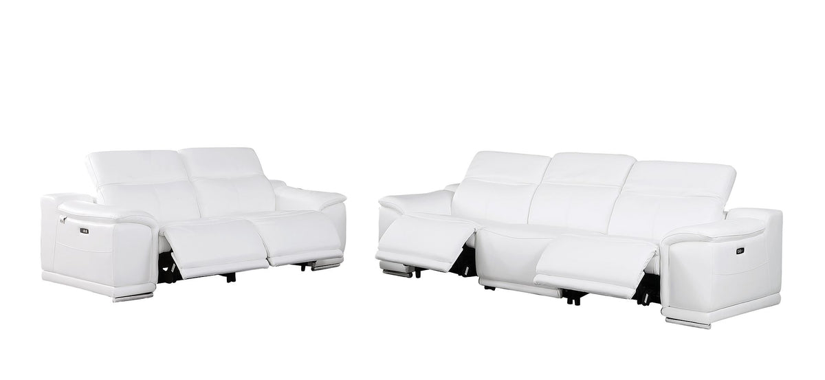 9762 Divanitalia 5-Piece Modular Power Reclining Sofa and Loveseat Set with 5 Power Recliners in Top Grain Italian Leather - White - SKU 9762-WHITE-5.4-HT-2PC - view 4