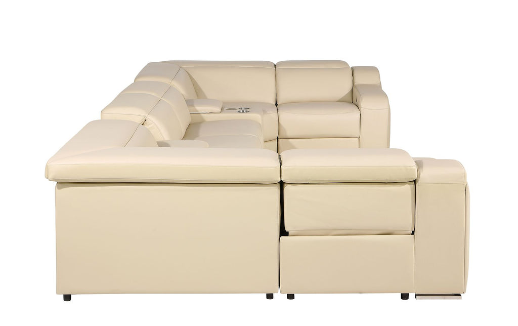 1116 Divanitalia 10-Piece U-Shaped Sectional Sofa in Top Grain Italian Leather with 4 Power Recliners & Power Headrests - Beige - SKU 1116-BEIGE-10PC-4PWR-U-SECTIONAL-GROUP - view 6