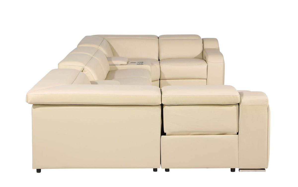 1116 Divanitalia 10-Piece U-Shaped Sectional Sofa in Top Grain Italian Leather with 4 Power Recliners & Power Headrests - Beige - SKU 1116-BEIGE-10PC-4PWR-U-SECTIONAL-GROUP - view 6