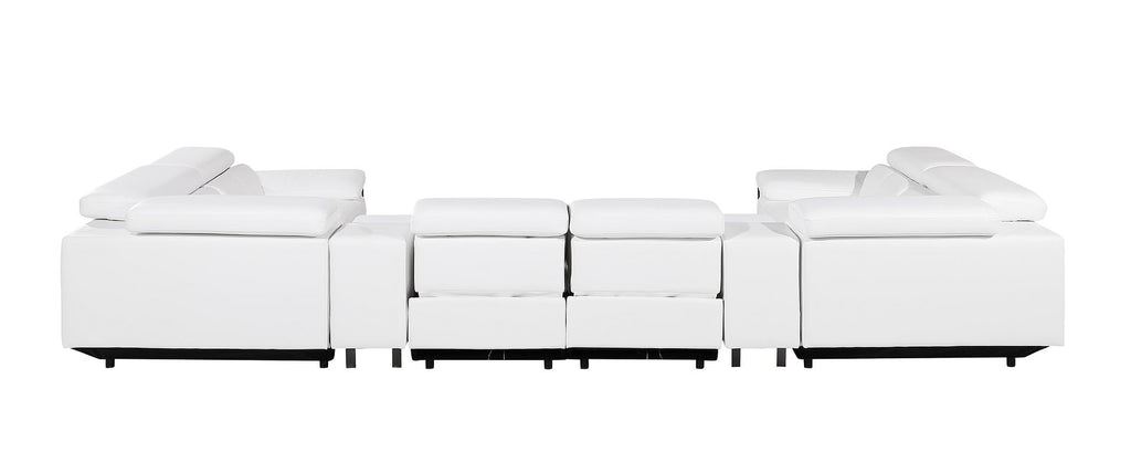1246 Divanitalia 8-Piece U-Shaped Modular Power Reclining Sectional Sofa with 4 Power Recliners and Power Headrests - Top Grain Italian Leather