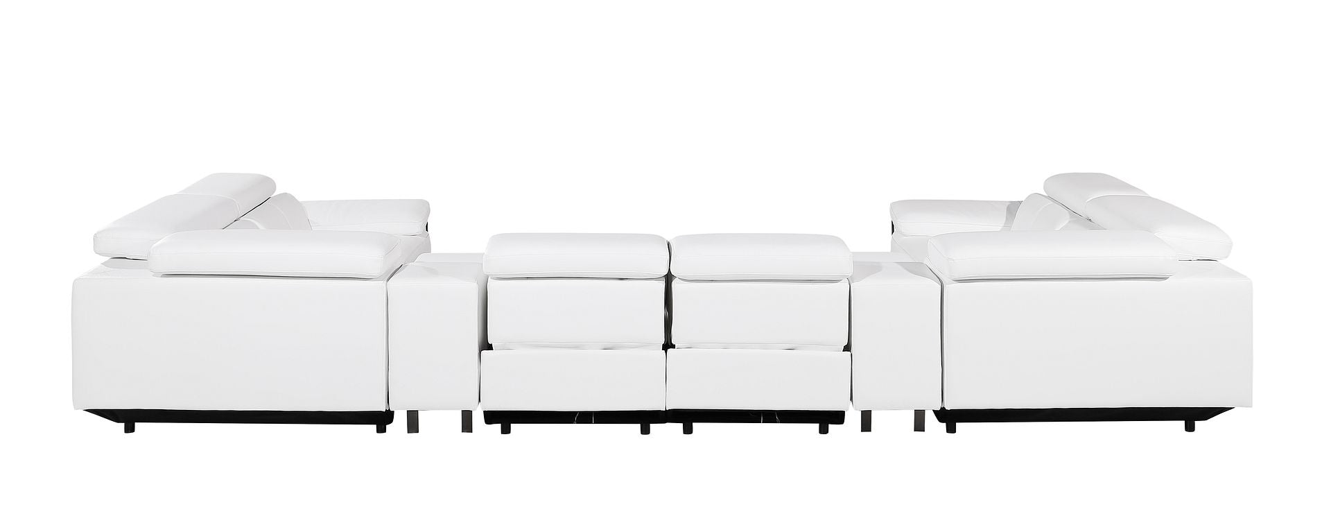 1246 Divanitalia 8-Piece U-Shaped Modular Power Reclining Sectional Sofa with 4 Power Recliners and Power Headrests - Top Grain Italian Leather