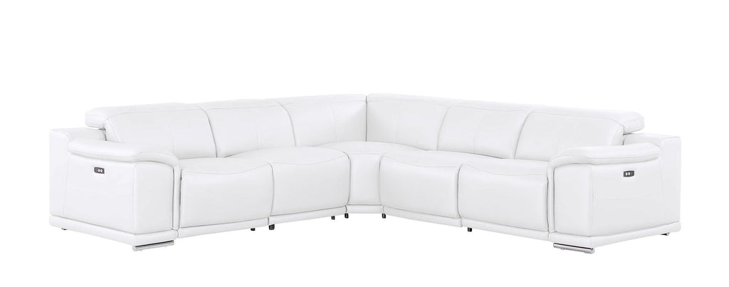 2679 5-Piece L-Shaped Power Reclining Sectional Sofa in Genuine Leather - 3 Recliners