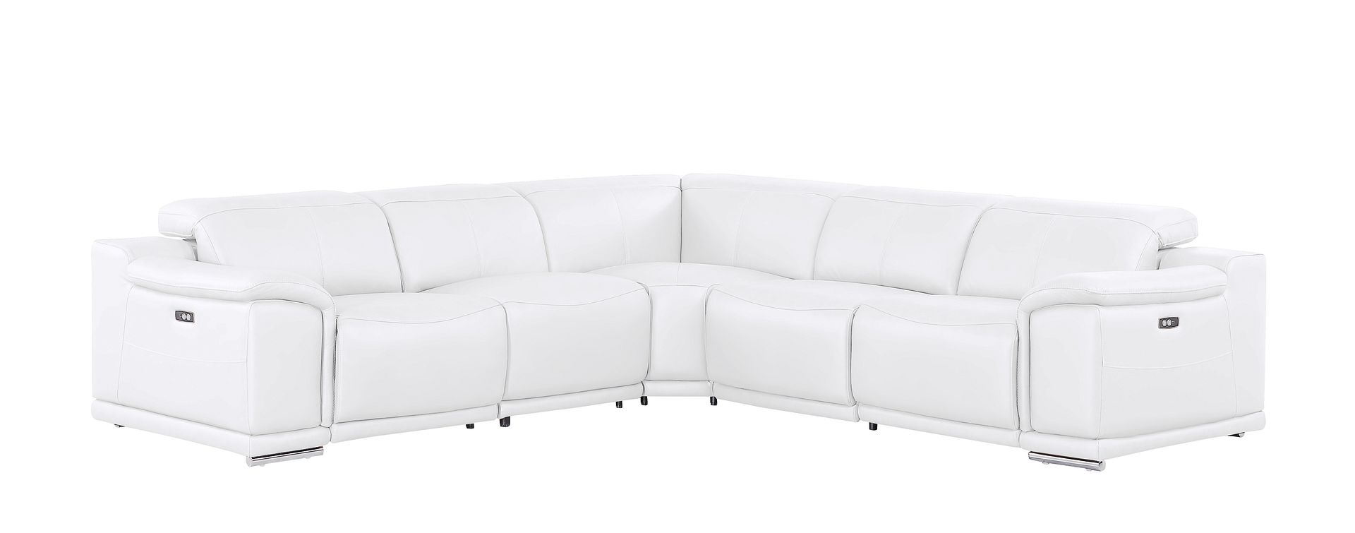 2679 5-Piece L-Shaped Power Reclining Sectional Sofa in Genuine Leather - 3 Recliners