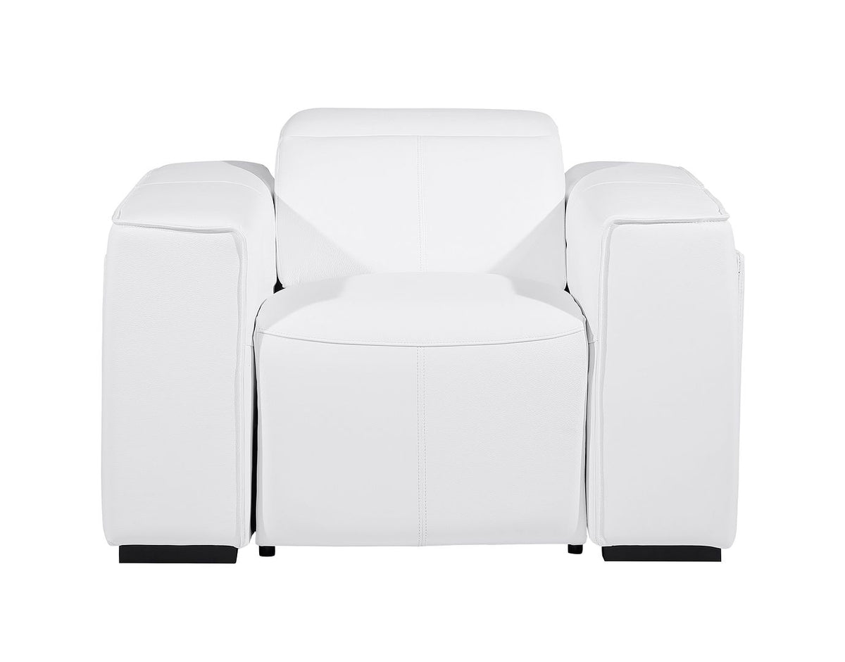1126 Divanitalia Top Grain Italian Leather Power Reclining Chair with Power Headrests - White - SKU 1224-WHITE-CH - view 3