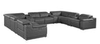 9762 Divanitalia 12-Piece U-Shaped Top Grain Italian Leather Sectional Sofa with 4 Power Recliners