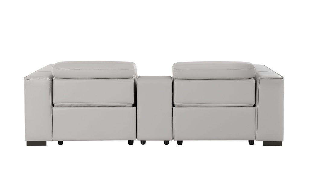 1208 Genuine Leather Dual Power Reclining Console Loveseat