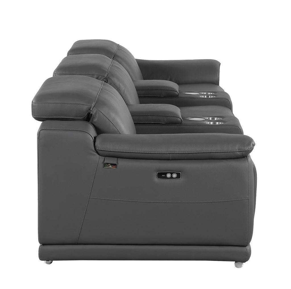 9762 Divanitalia 5-Piece Modular Power Reclining Sofa and Loveseat Set with 3 Power Recliners in Top Grain Italian Leather