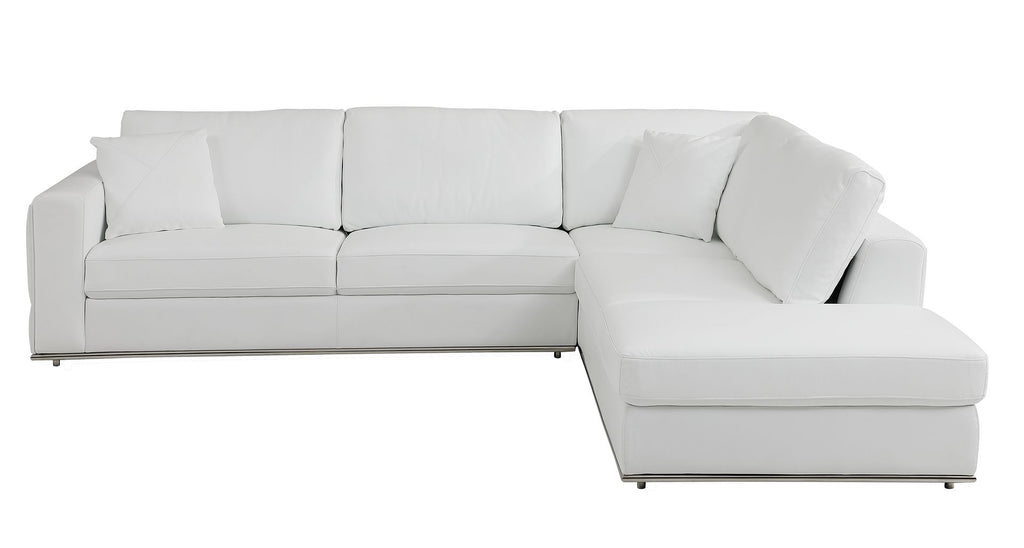 998 Divanitalia Cream Right Arm Facing Sectional Sofa in Top-grain Italian Leather - White - SKU 998-Sectional-RAF-CHAISE-WHITE - view 3