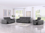 1208 Leather Reclining Set - Sofa, Loveseat & Chair with 6 Power Recliners - Dark Grey - SKU 1208-DK-GREY-6.6-HT-3PC - view 2