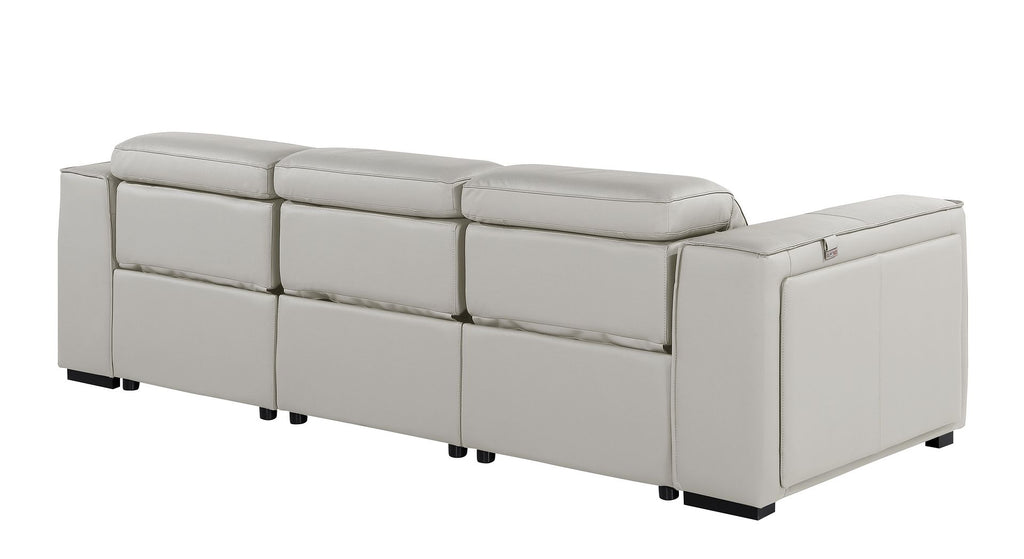 1224 Divanitalia 3-Piece Modular Power Reclining Sofa in Top Grain Italian Leather with 3 Power Recliners & Power Headrests - Light Grey - SKU 1224-LT-GREY-3.3-HT - view 6