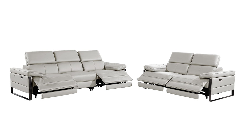 1246 Divanitalia Modular Power Dual Reclining Sofa and Loveseat Set with Power Headrests - Top Grain Italian Leather - Light Grey - SKU 1246-LT-GREY-5.4-HT-2PC - view 4