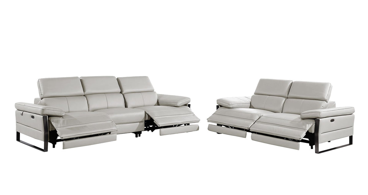 1246 Divanitalia Modular Power Dual Reclining Sofa and Loveseat Set with Power Headrests - Top Grain Italian Leather - Light Grey - SKU 1246-LT-GREY-5.4-HT-2PC - view 4