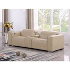 1208 Genuine Leather Dual Power Reclining Console Loveseat - Beige