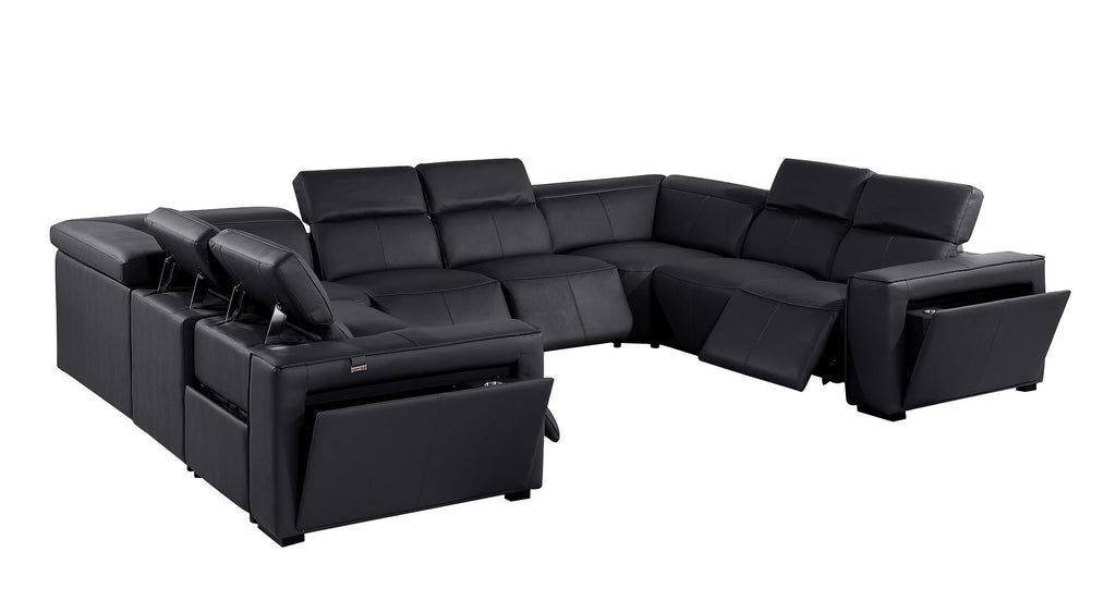 1224 Divanitalia 8-Piece U-Shaped Sectional Sofa in Top Grain Italian Leather with 4 Power Recliners & Power Headrests