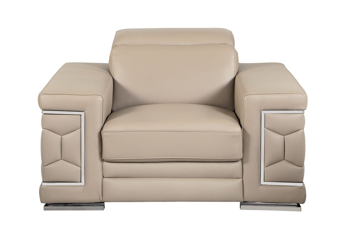 692 Divanitalia Chair with Adjustable Headrest in Top-grain Italian Leather - Beige - SKU 692-CH-BEIGE