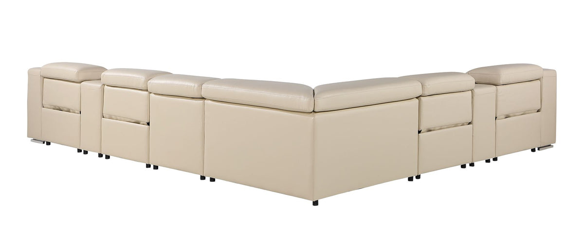 1116 Divanitalia 8-Piece L-Shaped Sectional Sofa in Top Grain Italian Leather with 4 Power Recliners & Power Headrests - Beige - SKU 1116-BEIGE-8PC-4PWR-SECTIONAL - GROUP - view 5
