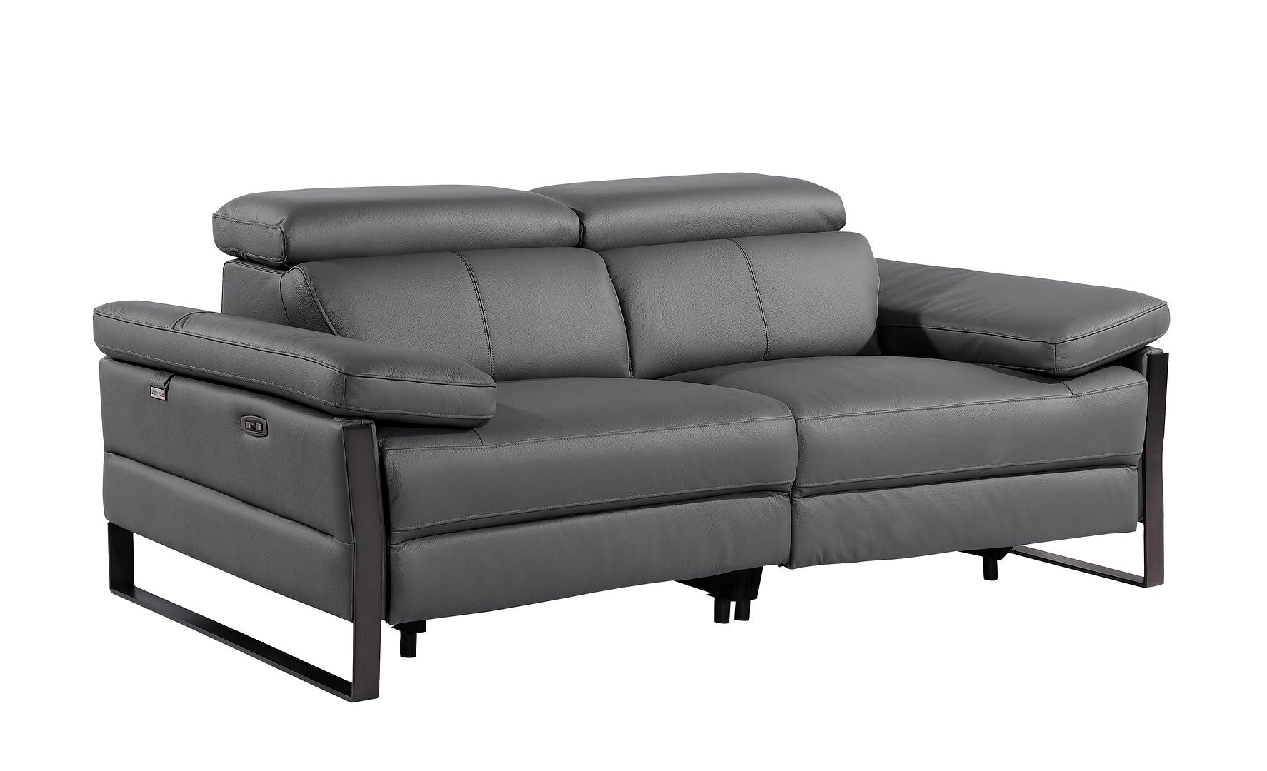 1246 Divanitalia Top Grain Italian Leather Loveseat with Power Headrest - Dark Grey - SKU 1246-DK-GREY-2.2-HT - view 4
