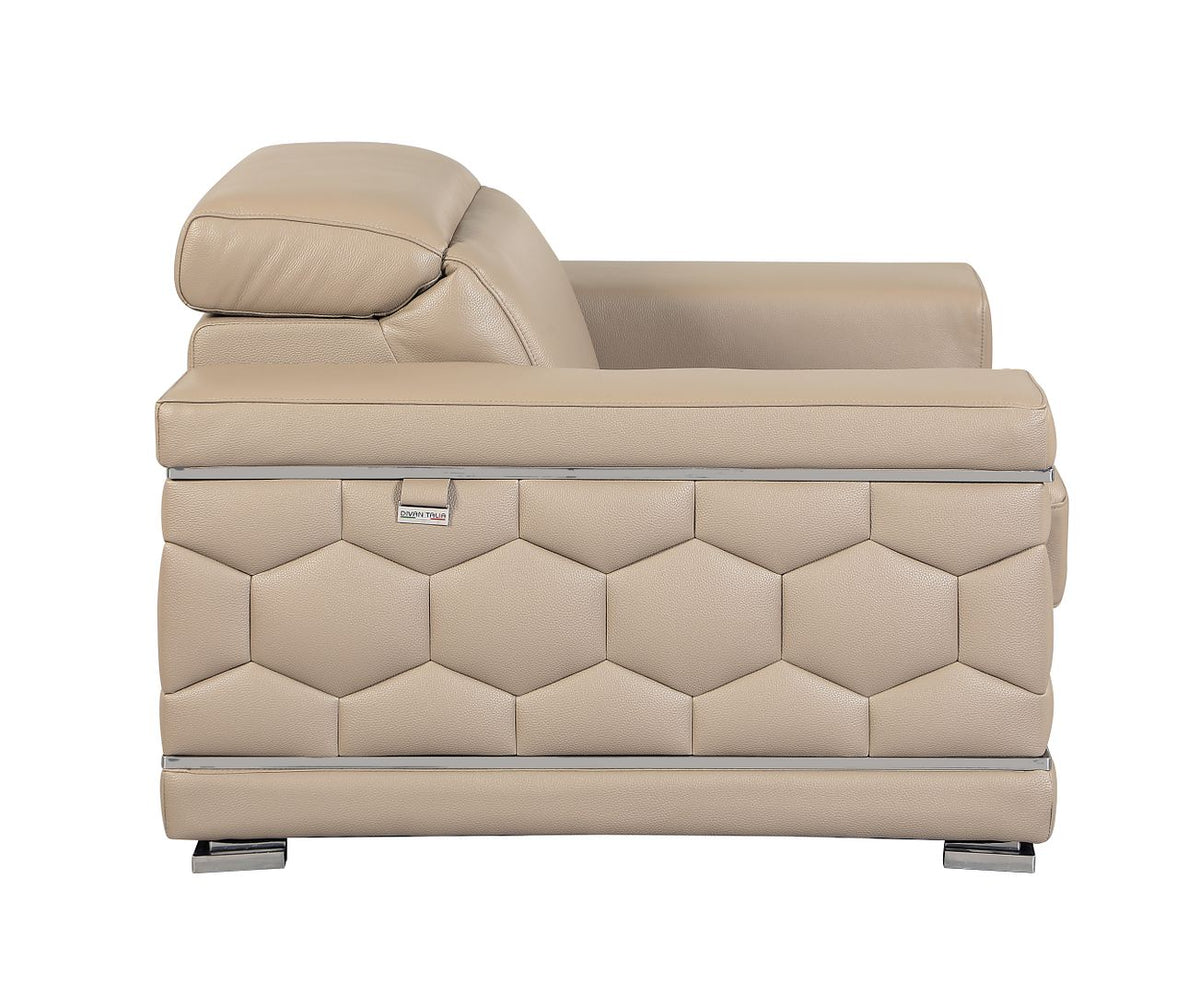 692 Divanitalia Chair with Adjustable Headrest in Top-grain Italian Leather - Beige - SKU 692-CH-BEIGE - view 5