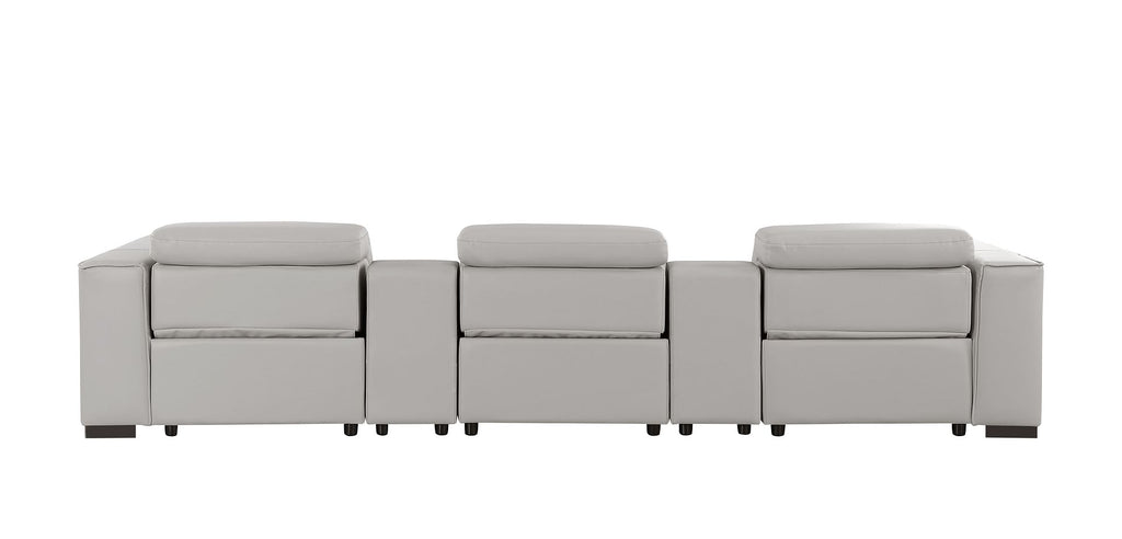 1208 Leather Sofa with 3 Power Recliners and Two Storage Consoles