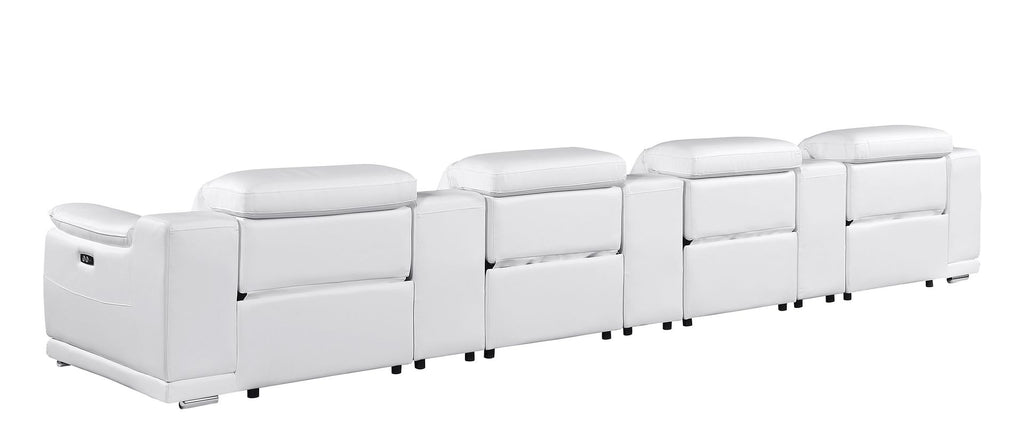 9762 Divanitalia 7-Piece Modular Top Grain Italian Leather Power Reclining Sofa with 4 Power Recliners