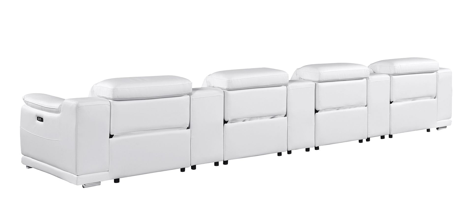 9762 Divanitalia 7-Piece Modular Top Grain Italian Leather Power Reclining Sofa with 4 Power Recliners