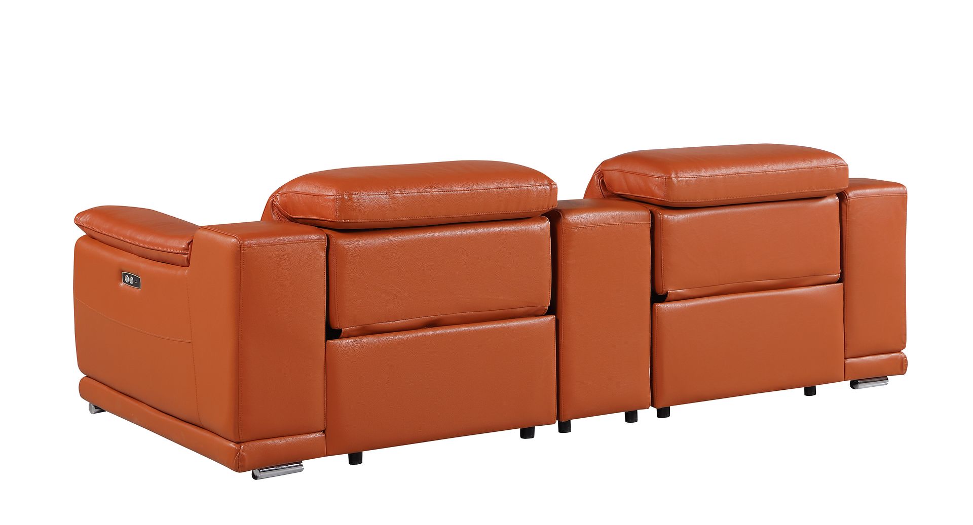 9762 Divanitalia 3-Piece Modular Power Reclining Console Loveseat with 2 Power Recliners in Top Grain Italian Leather