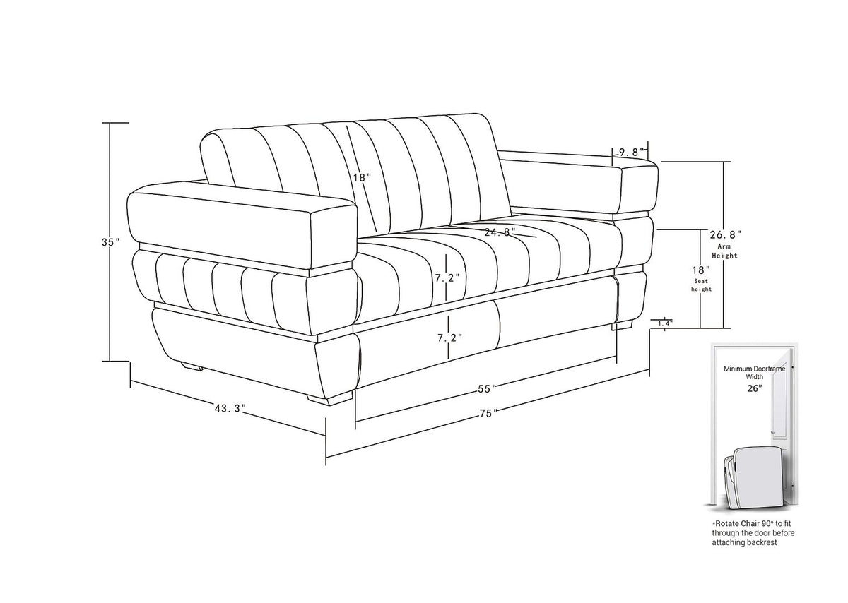 904 Divanitalia 3-Piece Sofa Set in Top-grain Italian Leather - Dark Grey - SKU 904- DARK GRAY 3PC (S/L/CH) - GROUP - view 16