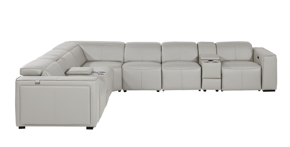 1224 Divanitalia 8-Piece L-Shaped Sectional Sofa in Top Grain Italian Leather with 4 Power Recliners & Power Headrests - Light Grey - SKU 1224-LT-GREY-8PC-4PWR-SECTIONAL - view 5