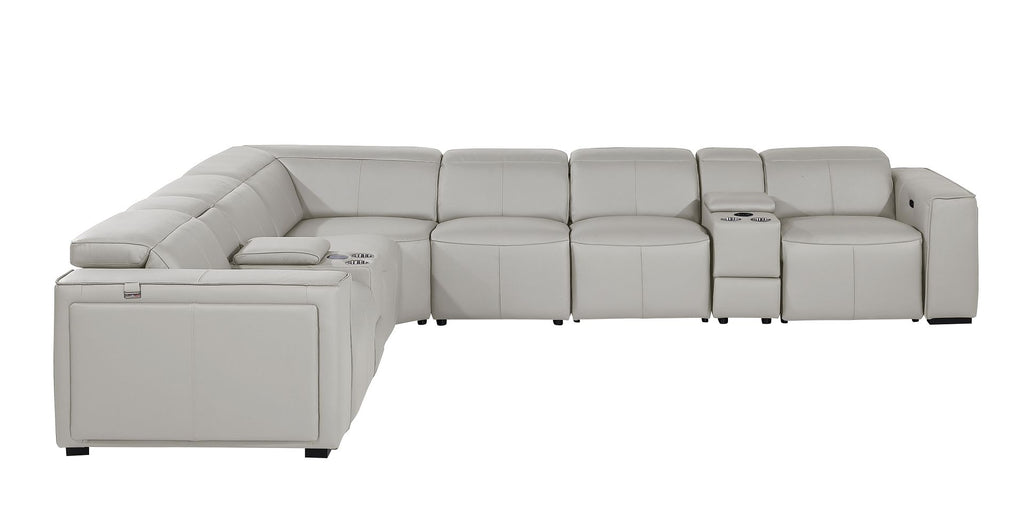 1224 Divanitalia 8-Piece L-Shaped Sectional Sofa in Top Grain Italian Leather with 4 Power Recliners & Power Headrests