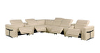 1126 Divanitalia 8-Piece L-Shaped Sectional Sofa in Top Grain Italian Leather with 4 Power Recliners & Power Headrests