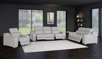 1116 Divanitalia 6-Piece Modular Power Reclining Sofa, Loveseat & Chair Set in Top Grain Italian Leather with 5 Power Recliners & Power Headrests - Light Grey - SKU 1116-LT_GREY-6.5-HT-3PC - view 2