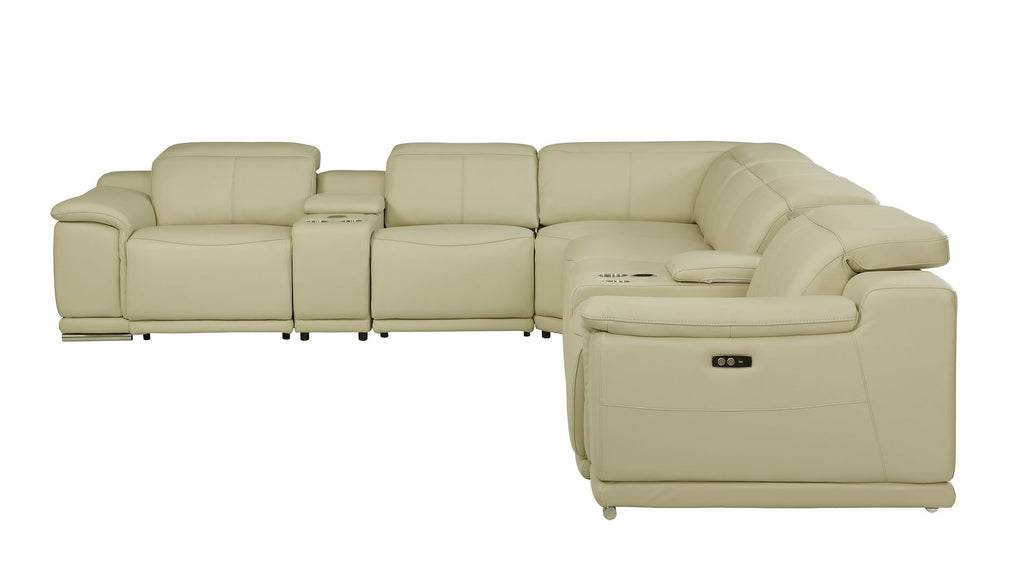 9762 Divanitalia 8-Piece L-Shaped Top Grain Italian Leather Sectional Sofa with 3 Power Recliners