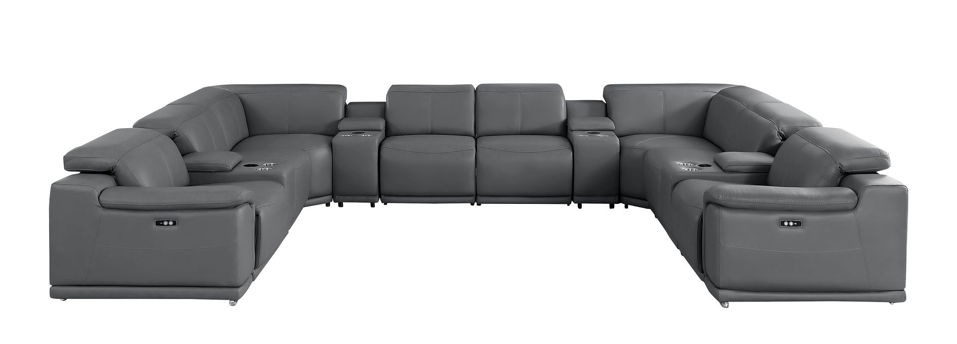 2679 12-Piece U-Shaped Power Reclining Sectional Sofa in Genuine Leather - 4 Recliners