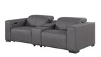 1208 Genuine Leather Dual Power Reclining Console Loveseat