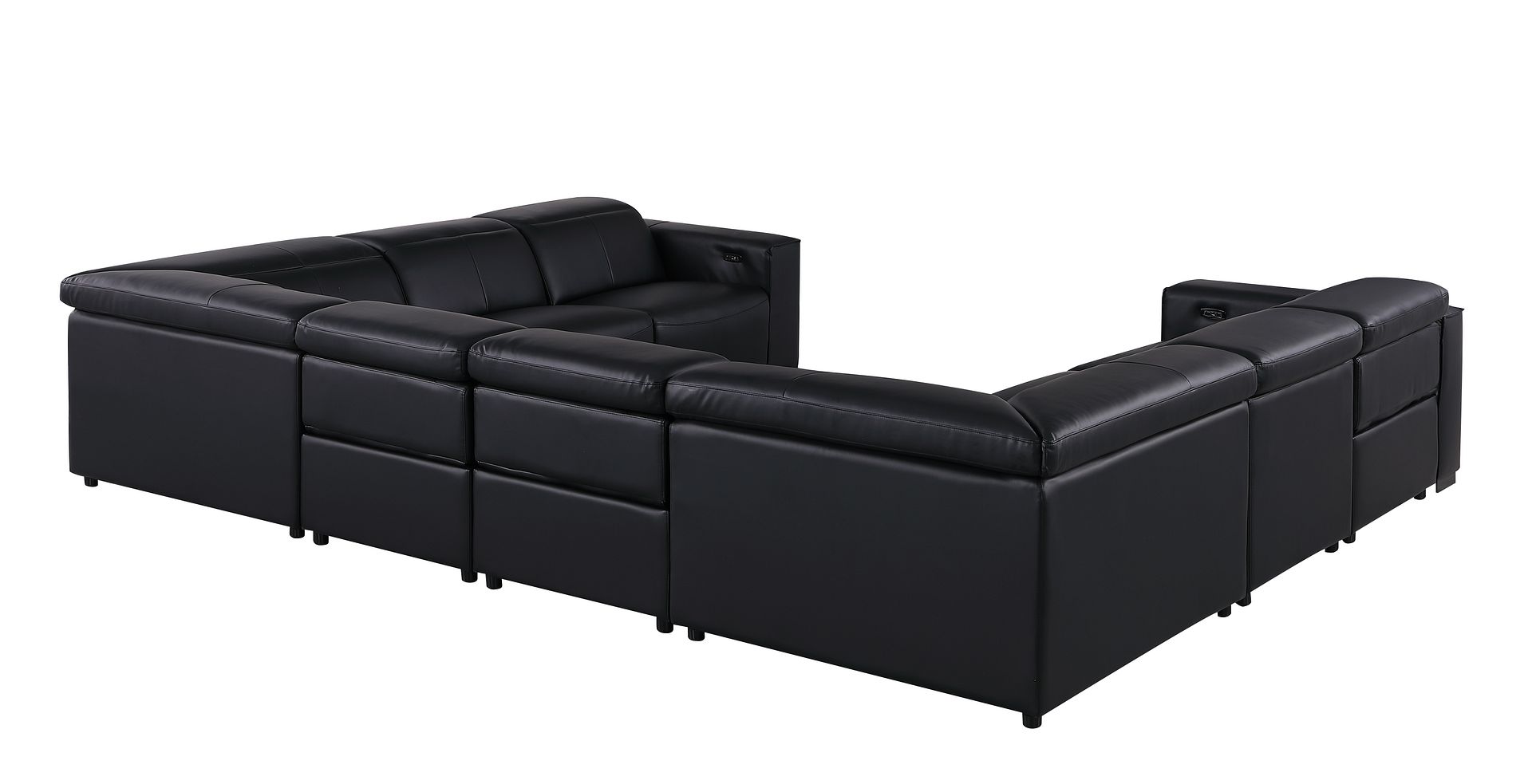 1208 8 Piece U-Shaped Leather Sectional Sofa with 4 Power Recliners & Power Headrests