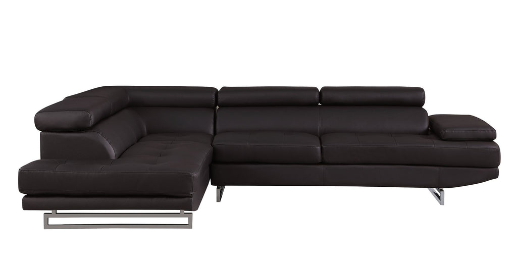 8136 Left Arm Facing Chaise with Adjustable Headrest in Genuine Leather