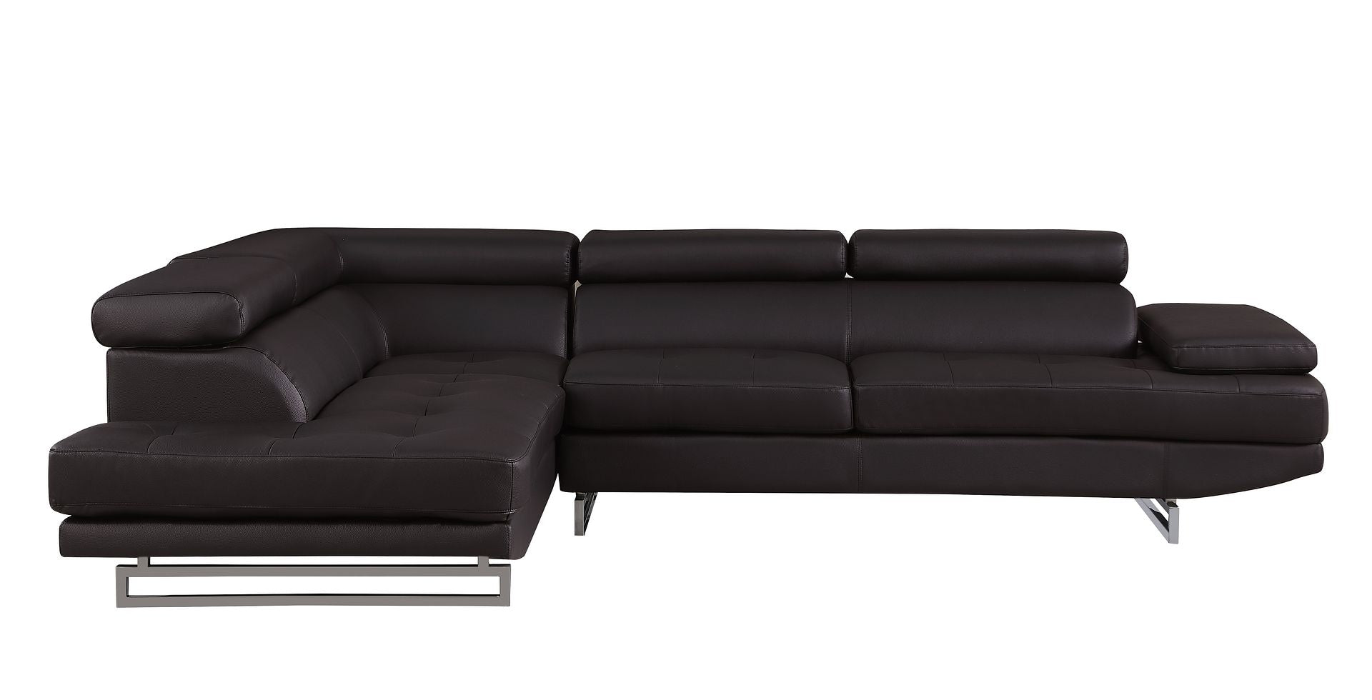 8136 Left Arm Facing Chaise with Adjustable Headrest in Genuine Leather