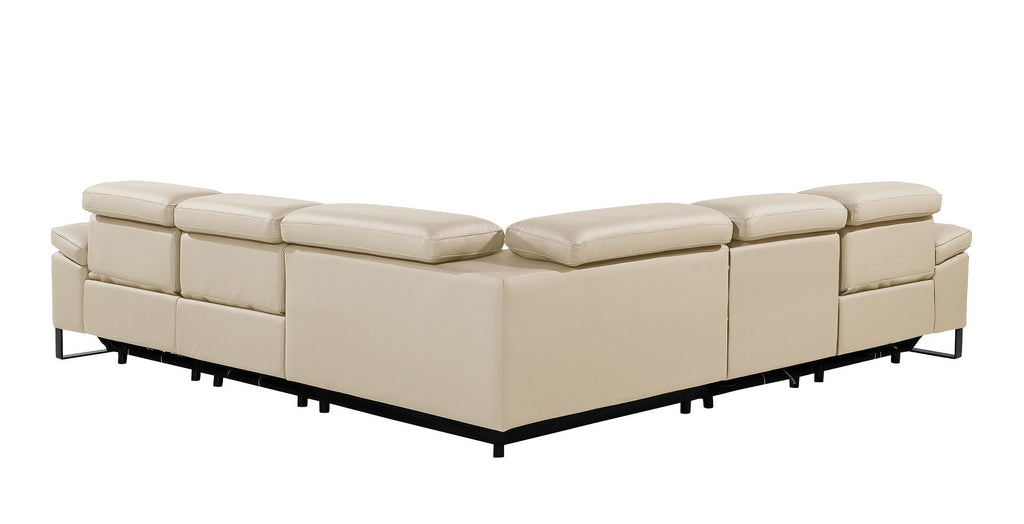 1246 Divanitalia 5-Piece L-Shaped Modular Power Reclining Sectional Sofa with Power Headrests - Top Grain Italian Leather