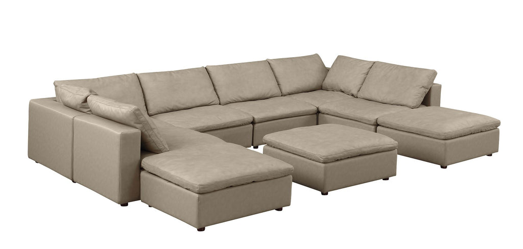 1100 Divanitalia Top-grain Italian Leather 9-Piece Sectional Sofa with Chaise