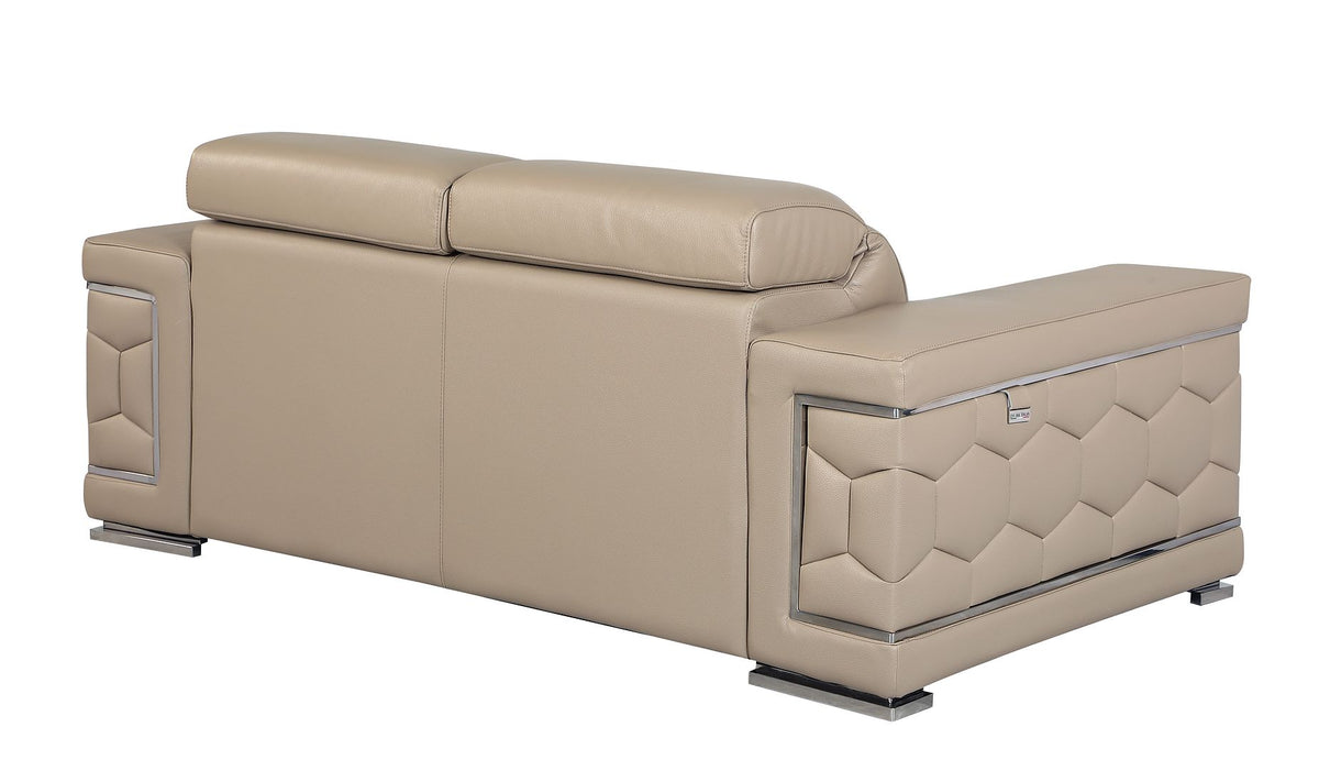 692 Divanitalia Loveseat with Adjustable Headrest in Top-grain Italian Leather - Beige - SKU 692-L-BEIGE - view 3