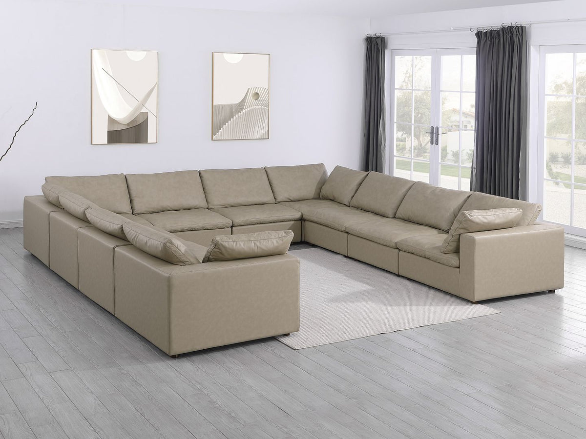 1100 Divanitalia 10-Piece U-Shaped Sectional Sofa - Beige - SKU 1100-BEIGE-10.8-U