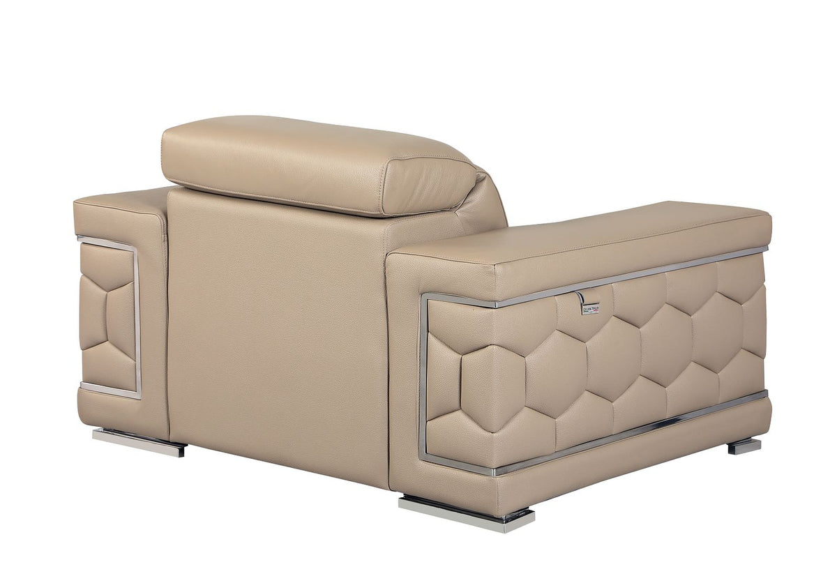 692 Divanitalia Chair with Adjustable Headrest in Top-grain Italian Leather - Beige - SKU 692-CH-BEIGE - view 3