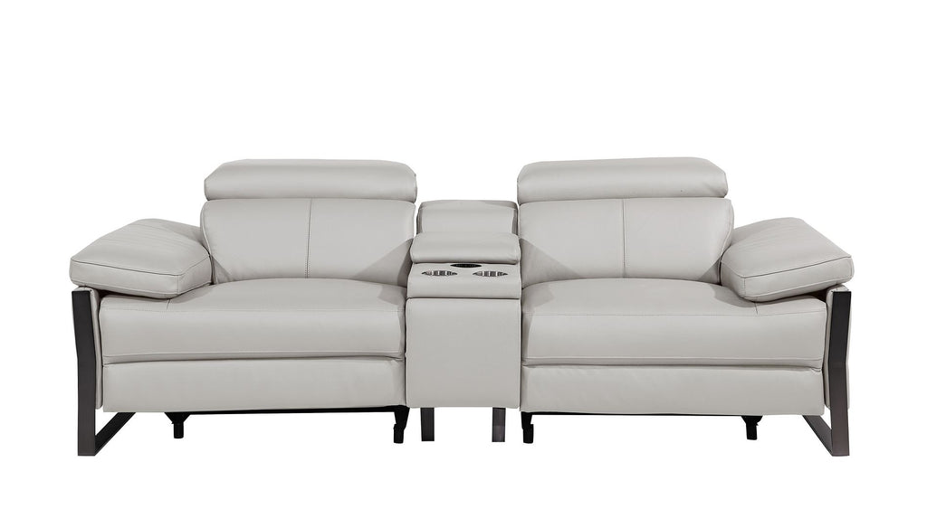 1246 Divanitalia Top Grain Italian Leather Console Loveseat with Power Headrest - Light Grey - SKU 1246-LT-GREY-3.2-HT - view 3