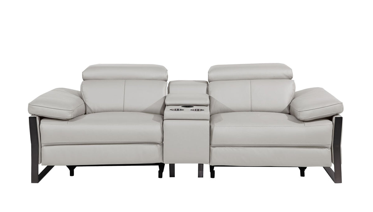 1246 Divanitalia Top Grain Italian Leather Console Loveseat with Power Headrest - Light Grey - SKU 1246-LT-GREY-3.2-HT - view 3